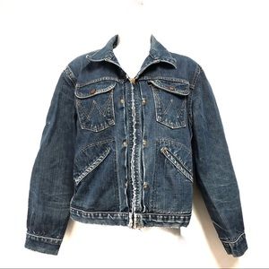Vintage distressed Wrangler jean zippered jacket